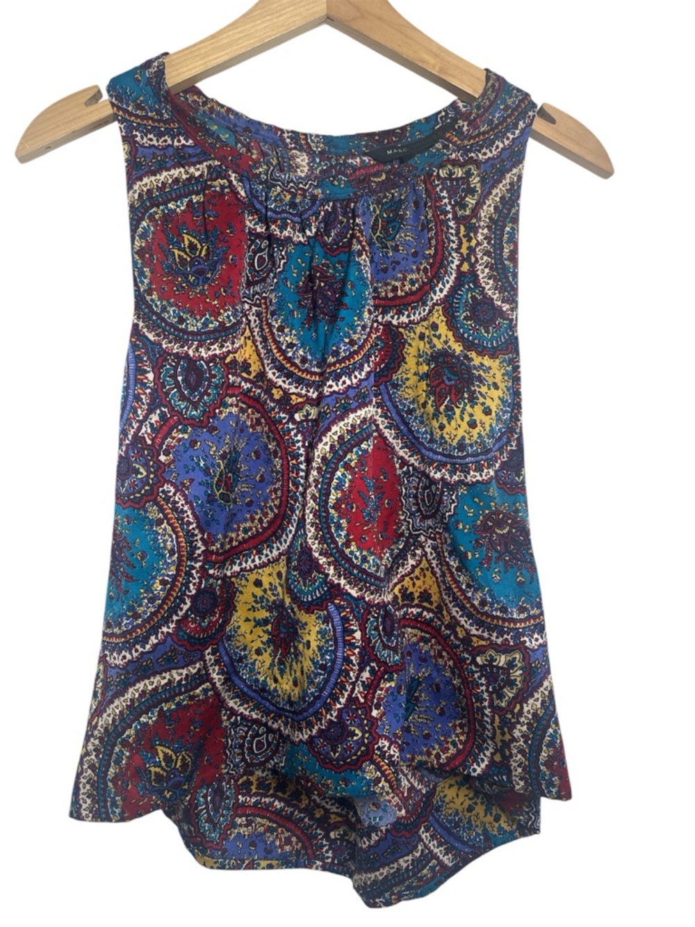 Marc Jacobs Sleeveless Paisley Print Silk Tank Top